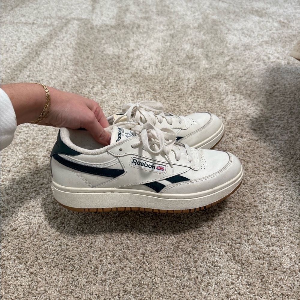 Reebok Classic White and Dark Green Shoes